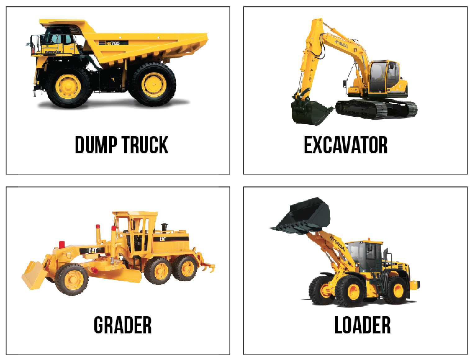 delighted to be » free construction truck flashcards